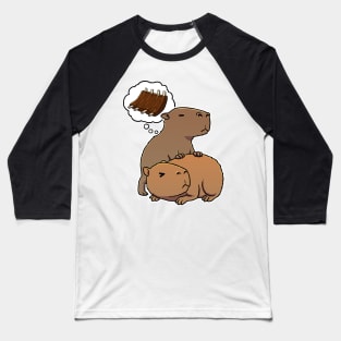 Capybara hungry for Barbecue Ribs Baseball T-Shirt